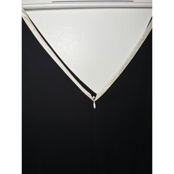 Adrianna Papell Evening Black Silk Dress Womens 16 V Neck Ribbon Detail Cocktail - Picture 4 of 9